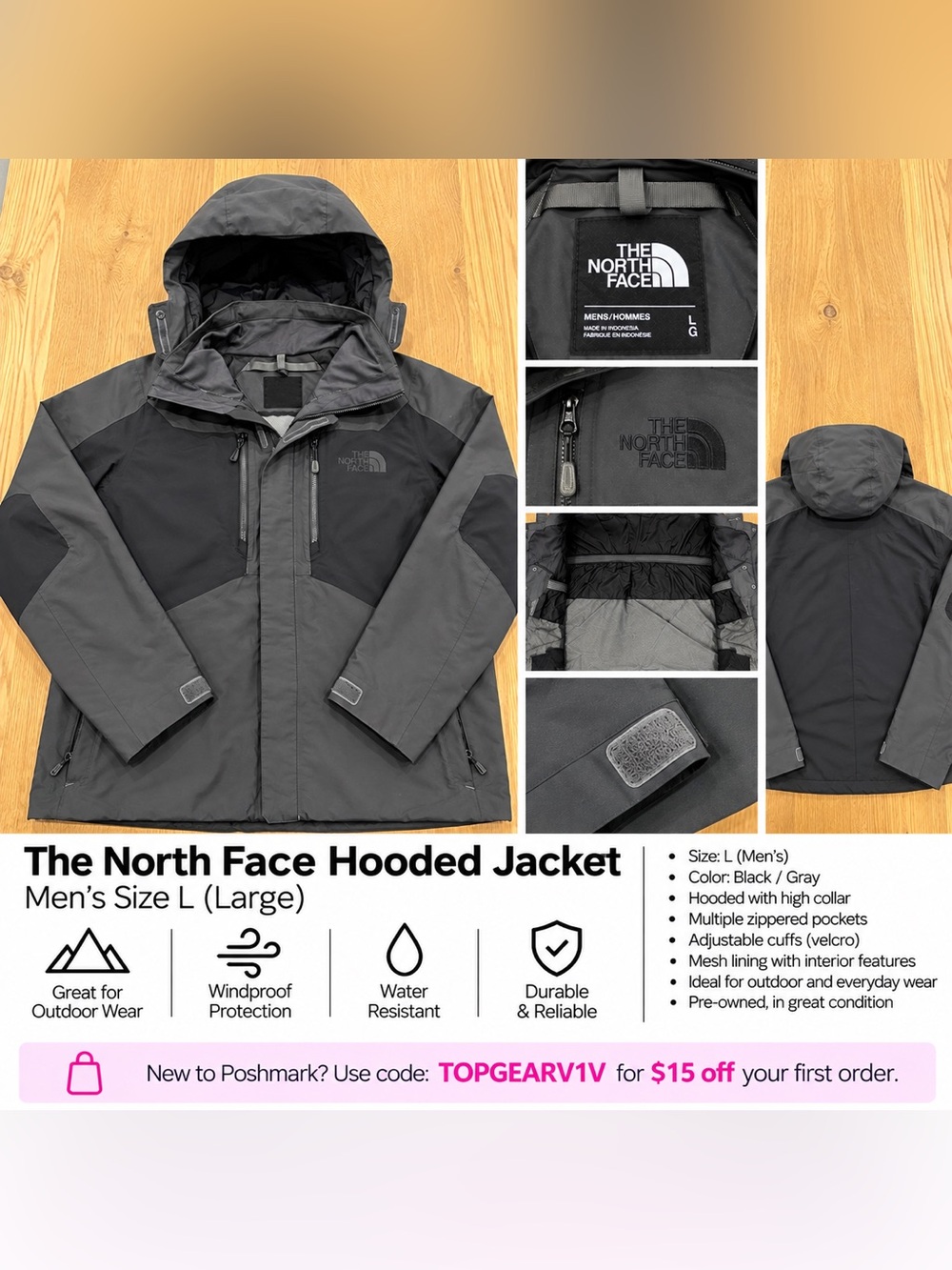 The North Face Men’s Black & Gray Hooded Jacket